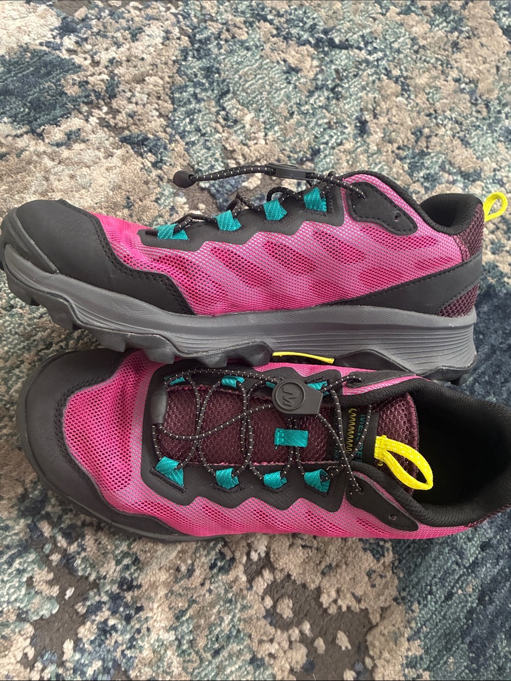 Merrell Pink Trail Shoes with Teal & Yellow Accents size 9.5 - Picture 5 of 7